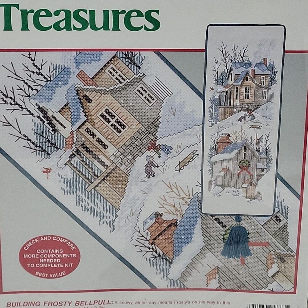 Needle Treasures Christmas Cross Stitch Kit Building Frosty Snowman 6" x 16" USA